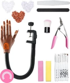 Merkloos Oefenhand Voor Nagels - Nailtrainer - Nagel Oefenhand - Compleet Acryl Nagels Starterpakket
