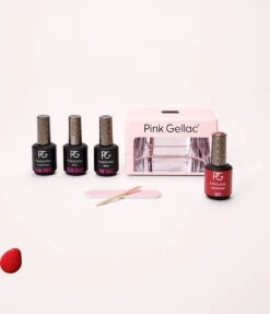 Pink Gellac - Starterspakket Dashing Glaze - Met 1 Rode Kleur En LED Lamp - Manicure Set