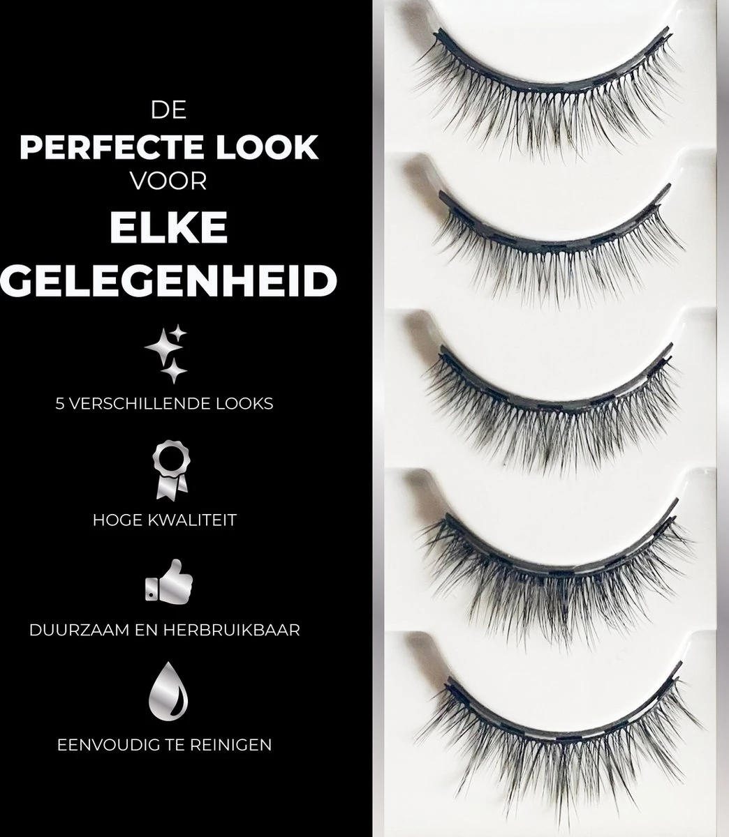 Magnetische Nep Wimpers Met 2 Magnetic Eyeliners En Applicator - 10 Magnetische Lashes - Wimperextensions - Zwart 7 Magnetische Nep Wimpers Met 2 Magnetic Eyeliners En Applicator - 10 Magnetische Lashes - Wimperextensions - Zwart – Image 5