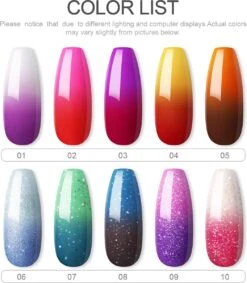 10 Temperatuur Veranderende Kleuren Gellak - Gel Nagellak - Gellakset - Nagelset - Temperature Change Nail Polish - Manicureset - 10 Kleuren Gel Polish - Gelnagels - Nagellak - Gelnagel Kit -Maquillage Cosmetics 1047x1200 11