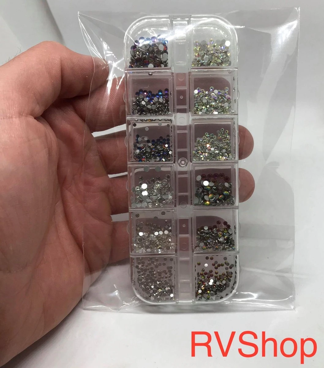 Nagel Decoratie Set - 12 Vormen - 3D - Bling Bling - Zilver - Parelmoer - Diamant 6 Nagel Decoratie Set - 12 Vormen - 3D - Bling Bling - Zilver - Parelmoer - Diamant – Image 4