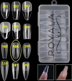 Royala 108 - Oval Long Binnen En Buiten Full Frosted - Full Cover - Nageltips - Nepnagels - Plaknagels - In Assortimentsbox - 120 Stuks 12 Maten - Voor Gellak Acrylnagellak En PolyGel Nagels - Royala Frosted Tips Line -Maquillage Cosmetics 1063x1200 20