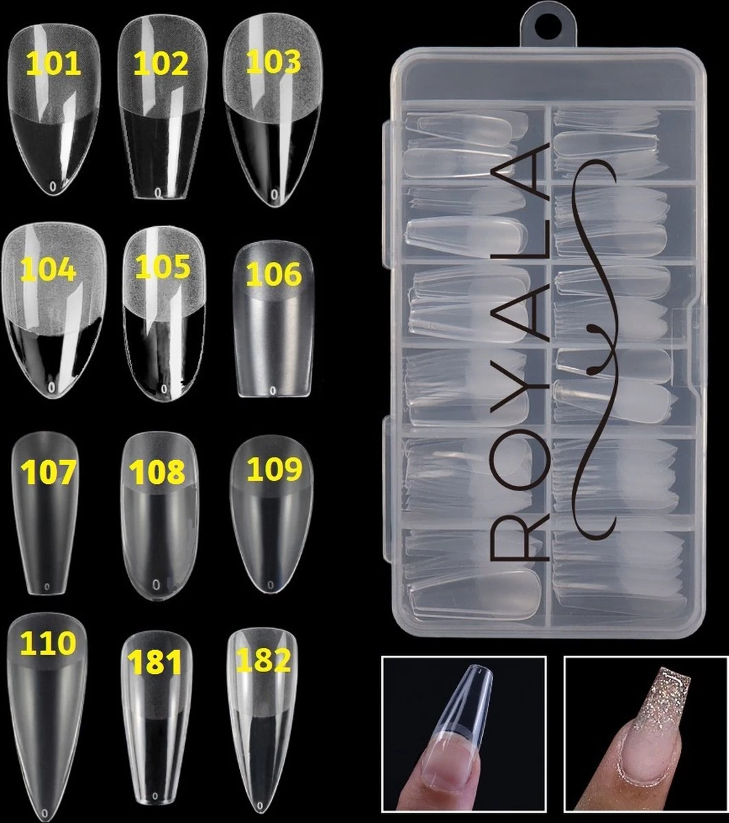 Royala 182 - Waterdrop Half Frosted - Full Cover - Nageltips - Nepnagels - Plaknagels - In Assortimentsbox - 120 Stuks 12 Maten - Voor Gellak Acrylnagellak En PolyGel Nagels - Royala Frosted Tips Line 6 Royala 182 - Waterdrop Half Frosted - Full Cover - Nageltips - Nepnagels - Plaknagels - In Assortimentsbox - 120 Stuks 12 Maten - Voor Gellak Acrylnagellak En PolyGel Nagels - Royala Frosted Tips Line – Image 4