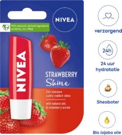 Nivea - Labello Strawberry Shine Lippenbalsem - 5,5 Ml Stick - Lipbalsem - Lipbalm - Lipverzorging - Verrijkt Met Shea Boter En Bio Jojoba Olie -Maquillage Cosmetics 1082x1200 3