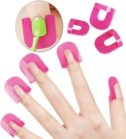 Merkloos Nagellak Shield - Beschermer - Clips - Geen Geknoei - Roze - 26 Stuks - 10 Formaten - Ixen