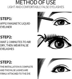 Yermin Beauty Magnetische Wimpers Met Eyeliner Pen Set - Magnetic Lashes - Magneet - 10 Sets Nepwimpers Met 2 Eyelinergel En 1 Applicator - Zwart -Maquillage Cosmetics 1099x1200 10