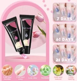 Merkloos Nagels Set - 8 Kleuren - Nagels Starter Set - Met Toplaag, Basislaag, Slipoplossing, Nagelverlengingsgel, Gel Builder - Voor DIY Voor Beginners - Beste Cadeau -Maquillage Cosmetics 1137x1200 13