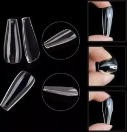 Gel Tips Nail Extension Full Cover Medium Coffin Ballerina False Tips Pre Shaped Nails Nepnagels 240ps Fake Nails- Plaknagels Met Lijm - Nageltips Transparant / Clear Tips + Nagellijm -Maquillage Cosmetics 1153x1200 4