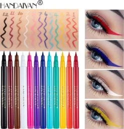 HANDAIYAN 12 Kleuren Mat Sneldrogend Niet Gemakkelijk Uit Te Vegen Kleur Eyeliner Set Make-up Show -Maquillage Cosmetics 1158x1200 11