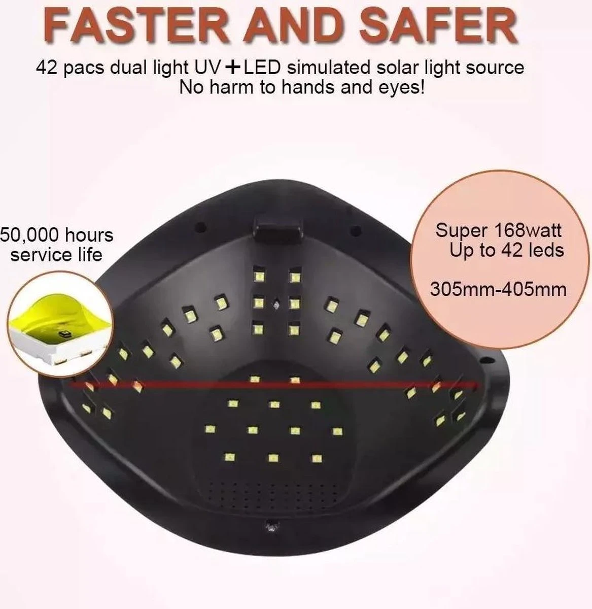 UV Nagel Lamp 168 Watt + 5 Gratis Vijlen - BellaLine - UV Led Nagellamp – Gel Nagel – Nagellak UV – Nageldroger – Salon – Sensor – Gellac - Acryl - Gelnagels – 42 Power Led – Professioneel – Krachtig – Manicure – Extra Lang Snoer - Pink - Pedicure 10 UV Nagel Lamp 168 Watt + 5 Gratis Vijlen - BellaLine - UV Led Nagellamp – Gel Nagel – Nagellak UV – Nageldroger – Salon – Sensor – Gellac - Acryl - Gelnagels – 42 Power Led – Professioneel – Krachtig – Manicure – Extra Lang Snoer - Pink - Pedicure – Image 8