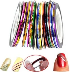 10 Rolletjes Striper 1mm Nail Art Striping Tape / Sparkolia Decoratie Sticker Nagel / Multicolor Gemengde Kleuren -Maquillage Cosmetics 1168x1200 17