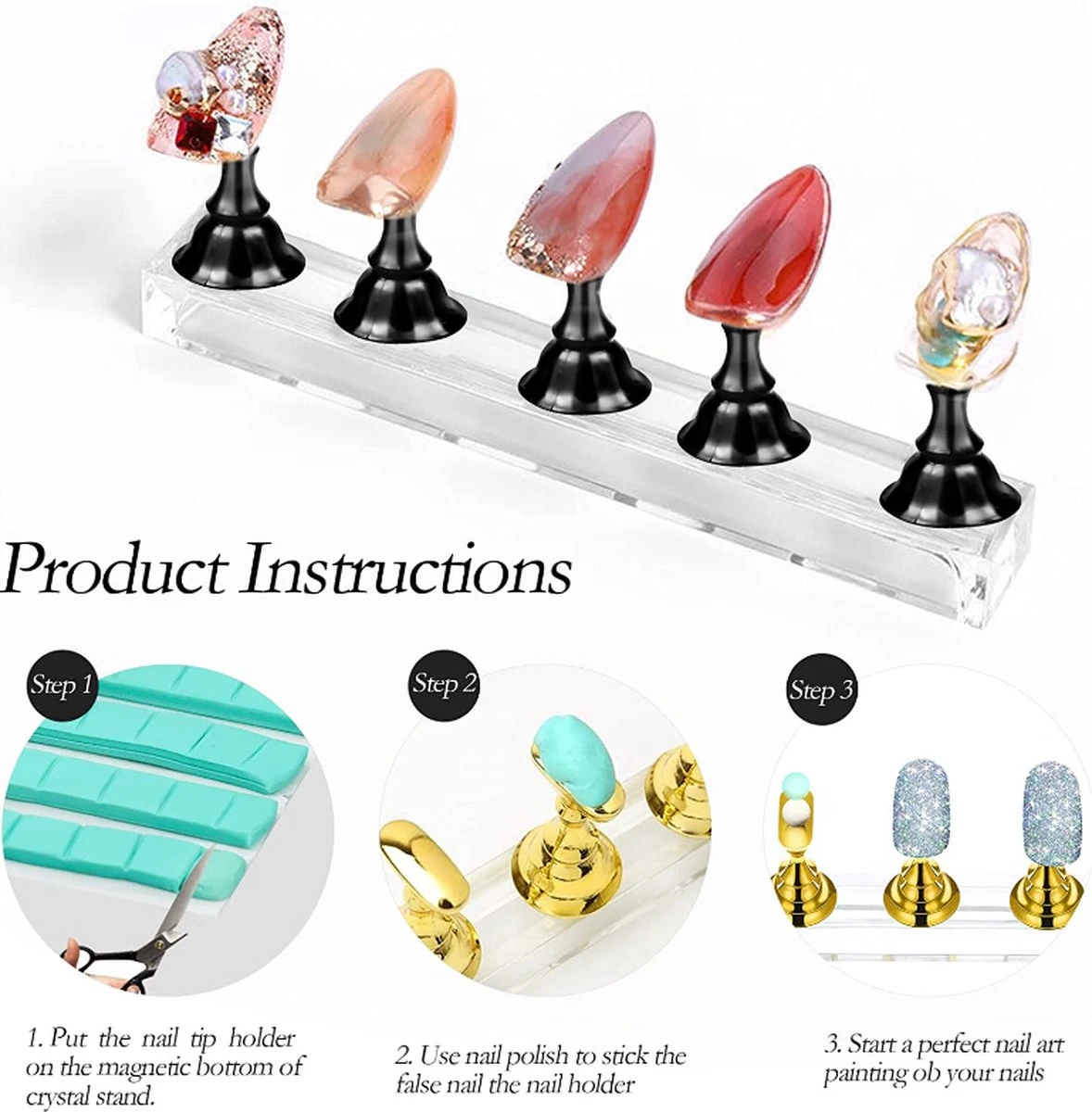 Merkloos Nailtrainer Oefenhand Voor Nagels 12-delige Set - Acryl Nagels Starterspakket - Starter Kit Nagel Display Magnetische Waaier – Kunstnagels Plaknagels - Nail Art Set - Uv Lamp Gelnagels Houd 11 Merkloos Nailtrainer Oefenhand Voor Nagels 12-delige Set - Acryl Nagels Starterspakket - Starter Kit Nagel Display Magnetische Waaier – Kunstnagels Plaknagels - Nail Art Set - Uv Lamp Gelnagels Houd – Image 9