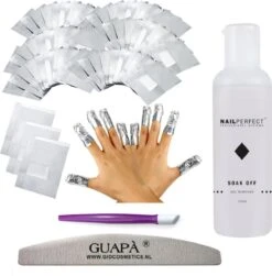 GUAPÀ® Gellak Nagel Verwijderaar Set Voor Alle Gel Nagels | Gel Nagellak Remover | Soak Off Folie | Gel Verwijderaar Wraps