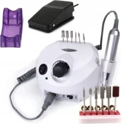Merkloos Nagelfrees - Elektrische Nagelvijl - Wit - Inclusief Bitjes - 30.000 Rpm - Snelheidsregeling - Draairichting Tweezijdig - Hand En Voetpedaal - Nagelfreesmachine - Manicure En Pedicure - Complete Set - Nagelfrees Machine