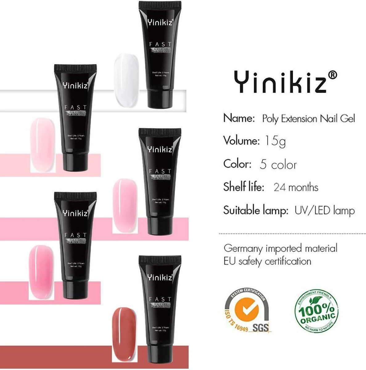 Yinikiz - POLYGEL Kit - 5 Kleuren Polygel 15ML - Roze En Wit - Starterkit- Gellak - Manicure Set - UV Lamp - Polygel Nagels Starterspakket - Nepnagels - 8 Yinikiz - POLYGEL Kit - 5 Kleuren Polygel 15ML - Roze En Wit - Starterkit- Gellak - Manicure Set - UV Lamp - Polygel Nagels Starterspakket - Nepnagels - – Image 6