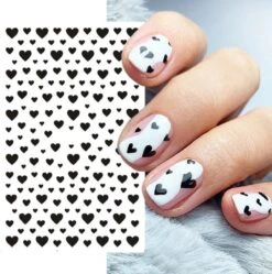 PRO-Deals | Nagelstickers | Nagel Stickers Hartjes | Kleur Zwart | Nail Art 3D Stickers | Nagelstickers Kinderen | Nagel Decoratie -Maquillage Cosmetics 1188x1200 30