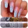Glitter Poeder Nail Art Set - 12 Stuks - Goud / Zilver / Brons - Nagel Decoratie Strass -Maquillage Cosmetics 1196x1200 57