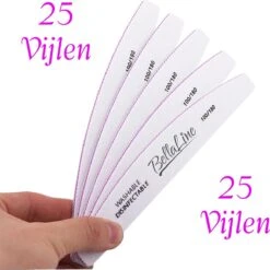 BellaLine - 25 Nagelvijlen - Kunstnagels - Moonvijl - Zebra Vijl - Nagelvijl - Nagels - Nail Art - Nagelverzorging - Nepnagels - Acrylnagels - Gelnagels - Nails - Moon - UV Nagel Gel - Zachte Vijl 100/180 - Nagel Vijl -Maquillage Cosmetics 1198x1200 90