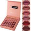 Heritage Long Lasting Matte Liquid Lipsticks Set ( 6 Kleuren ). Vegan, Waterproof, Non Sticky, High Pigmented,kissproof,