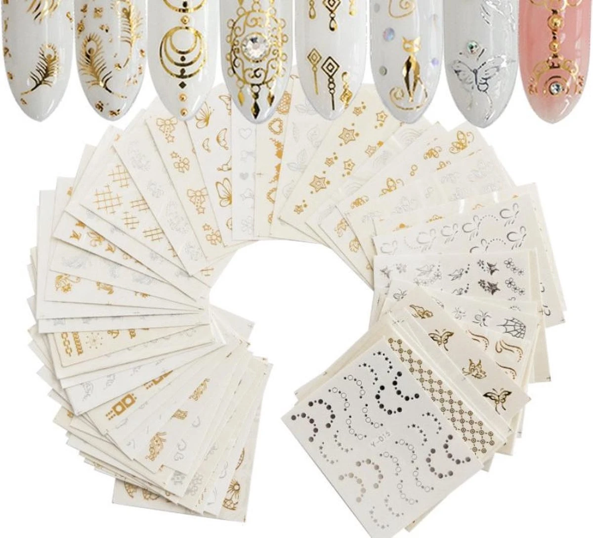 GUAPÀ - Nail Art Nagel Sjabloon Stickers 30 Vellen - Zelfklevende Nagelstickers & Nageldecoratie 3D Goud En Zilver 3 GUAPÀ - Nail Art Nagel Sjabloon Stickers 30 Vellen - Zelfklevende Nagelstickers & Nageldecoratie 3D Goud En Zilver