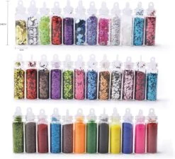 Merkloos 48 Verschillende Flesjes Nagel Decoratie Met Glitters En Sticker - Nail Art - Nagelversiering - Cadeau Tip -Maquillage Cosmetics 1200x1091 7