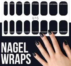 By Emily - Nagel Wrap - Classy Black | 16 Stickers | Nail Wrap | Nail Art | Trendy | Design | Nagellakvrij | Eenvoudig | Nagel Wrap | Nagel Stickers | Folie | Zelfklevend | Sjablonen