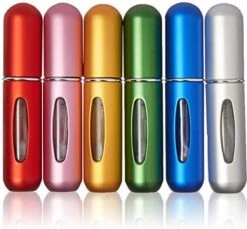 MaxedMore Navulbare Parfumverstuiver 5ml Rood/Licht Roze/ Oranje/Groen/ Blauw/ Grijs - 65 Keer Spraybare Parfum Verstuiver - Hervulbaar Tasverstuiver Voor Parfum - Meeneem Mini Geur Flesje Voor Op Reis - Lipstick Formaat Navulbaar Parfumflesje