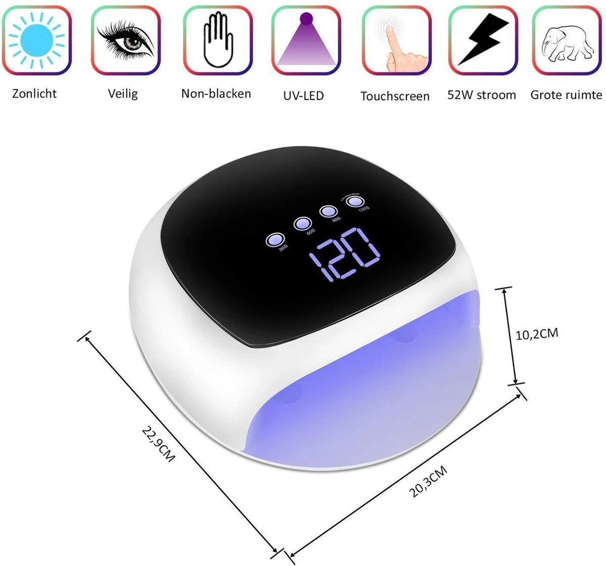 YiKo - Hoge Kwaliteit UV LED Lamp Nagels - Nageldroger - UV Lamp Gelnagels - Nageldrogers - 52W Nagellamp - Nagelverharder - Gel Nagellak - Nagellak Droger 4 YiKo - Hoge Kwaliteit UV LED Lamp Nagels - Nageldroger - UV Lamp Gelnagels - Nageldrogers - 52W Nagellamp - Nagelverharder - Gel Nagellak - Nagellak Droger – Image 2