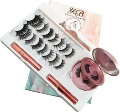 Yermin Beauty Magnetische Wimpers Set - Inclusief Wimperzetter En 2 Flesjes Waterproof Eyeliner - Wimperhouder Met Spiegel - 8+2 Paar Extra