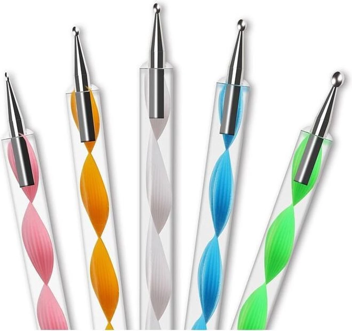 Evvie 20 Delige Nail Art Set - 15 Nailart Penselen En 5 Dotting Tools - Wit 5 Evvie 20 Delige Nail Art Set - 15 Nailart Penselen En 5 Dotting Tools - Wit – Image 3