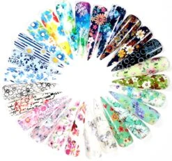 Set Van 30 X Transfer Nail Art Foil | Nagel Folie | Bloemen Design Nagelfolie | Voor Op Nagellak, UV LED Gellak Met Transfer Gel | Sparkolia -Maquillage Cosmetics 1200x1129 20