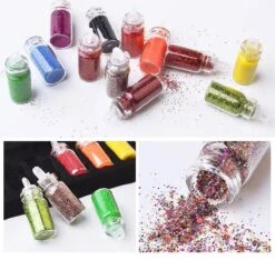 48 Potjes Glitter / Decoratie Voor Nail Art / Knutselen - Sparkolia Glitters Nagel Decoratie Set- 3D Nail Art Voor Gellak, Acryl Of Nagellak - Glitter, Poeder, Holografisch, Vlokken, Pailletten, Shimmer, Rhinestone - Verschillende Kleuren -Maquillage Cosmetics 1200x1135 14
