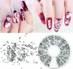 Merkloos Doosje Rhinestone Zilver - Carrousel -Strass Nagel Steentjes / Nagel Diamantjes / Nail Art