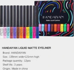 HANDAIYAN® | Liquid Eyeliner | Set Van 12 Kleuren | Gekleurde Eyeliner Set | Make Up | Waterproof | Langhoudend -Maquillage Cosmetics 1200x1137 3