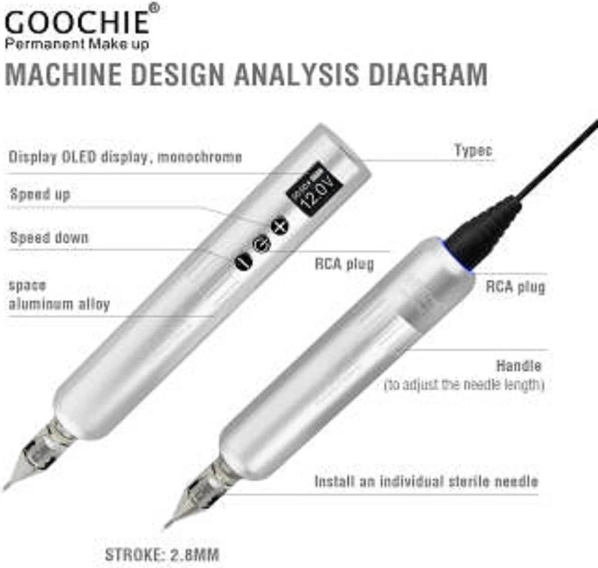 Goochie - Permanente Make-Up Pen – Draadloos – Permanente Make-Up Machine - Powderbrowse – Hairstroke – Wenkbrauwen – Lippen – Eyeliner - Pmu 18 Goochie - Permanente Make-Up Pen – Draadloos – Permanente Make-Up Machine - Powderbrowse – Hairstroke – Wenkbrauwen – Lippen – Eyeliner - Pmu – Image 16