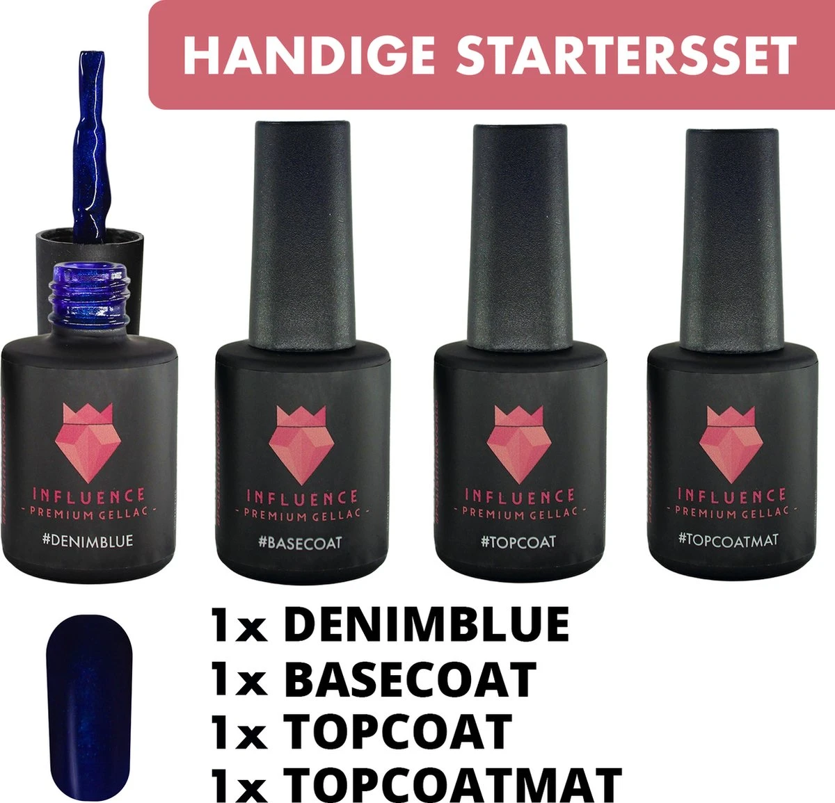 #DENIMBLUESERIE - Influence Gellac - Blauwe Gellak - Gellak Blauw UV - UV Gellak - Gel Nagellak - Basecoat - Topcoat - Topcoatmat - No Wipe - Startersset - Kado Vrouw - Valentijns Cadeau - Kado Voor Haar - 4 X 10 Ml 3 #DENIMBLUESERIE - Influence Gellac - Blauwe Gellak - Gellak Blauw UV - UV Gellak - Gel Nagellak - Basecoat - Topcoat - Topcoatmat - No Wipe - Startersset - Kado Vrouw - Valentijns Cadeau - Kado Voor Haar - 4 X 10 Ml
