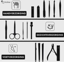 Fritzline© Professionele Manicureset 16-delig | Nagelset Incl. Nagelvijl & Nagelknipper | Lederen Blauwe Etui | Manicure Pedicure Set -Maquillage Cosmetics 1200x1158 43