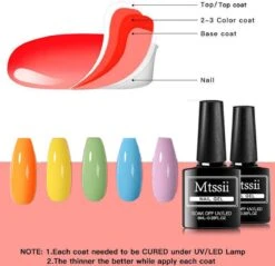 Mtssii - Gelnagel Kit - 5 ZOMER KLEUREN Gellak - Blauw, Groen, Oranje/nude, Geel En Lila- Starterkit - Manicure Set - 54 Watt UV Lamp - Gel Nagels -Maquillage Cosmetics 1200x1162 13