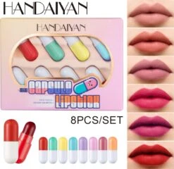 HANDAIYAN Mini Pil Lipgloss Capsule Lippenstift Lippenstift Voorbeeld 8 Kleurenset -Maquillage Cosmetics 1200x1168 3