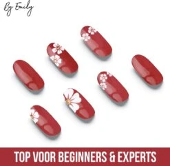 By Emily - Nagel Wrap - Flowery & Red | 14 Stickers Per Vel | Nail Wrap | Nail Art | Trendy | Design | Nagellakvrij | Eenvoudig | Nagel Art | Nagel Wrap | Nagel Stickers | Folie | Zelfklevend | Sjablonen -Maquillage Cosmetics 1200x1173 50