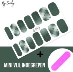By Emily - Nagel Wrap - Greeny Gray | 14 Stickers Per Vel | Nail Wrap | Nail Art | Trendy | Design | Nagellakvrij | Eenvoudig | Nagel Art | Nagel Wrap | Nagel Stickers | Folie | Zelfklevend | Sjablonen -Maquillage Cosmetics 1200x1177 41