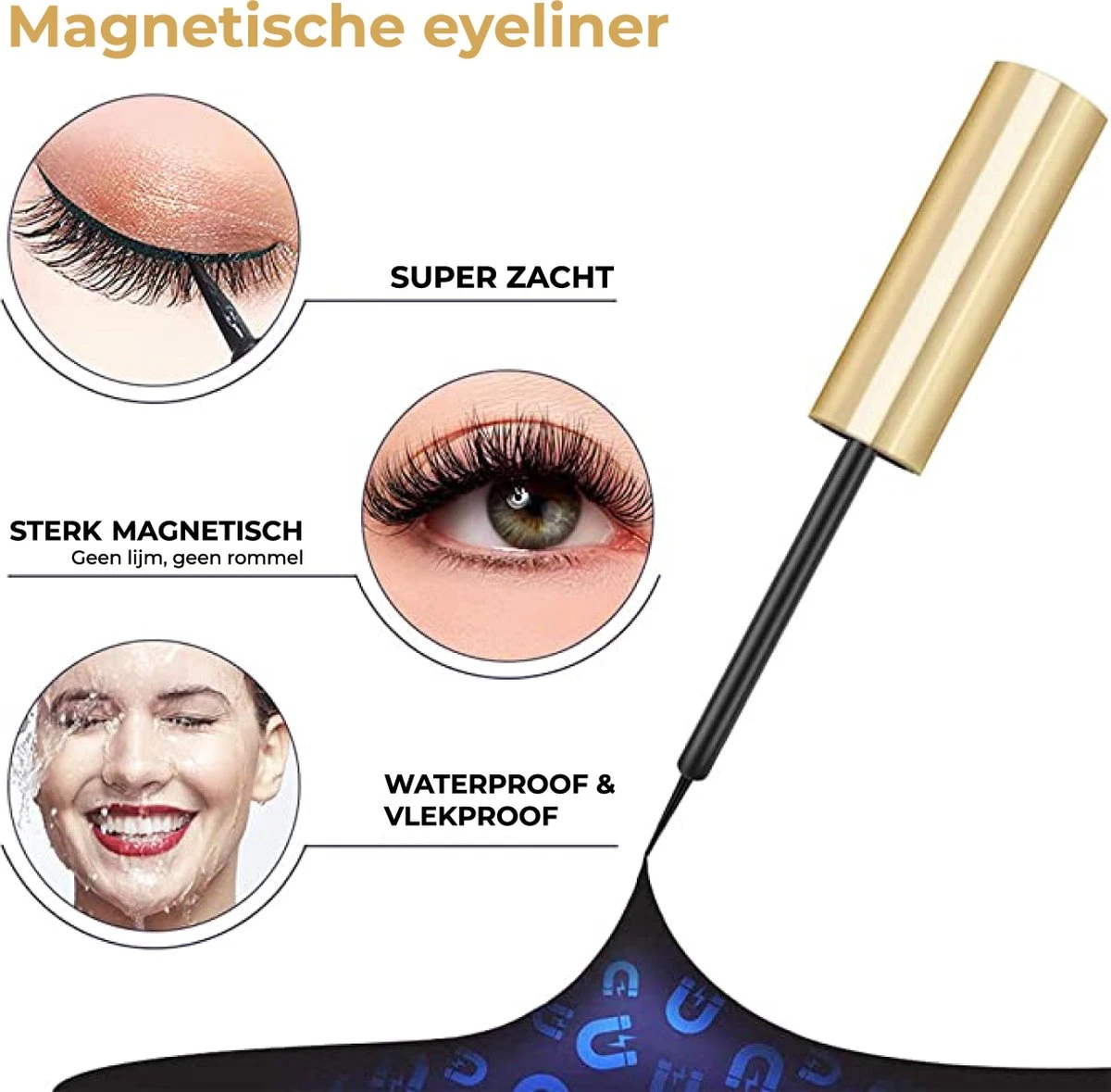 Magnetische Nep Wimpers Met 2 Magnetic Eyeliners En Applicator - 10 Magnetische Lashes - Wimperextensions - Zwart 5 Magnetische Nep Wimpers Met 2 Magnetic Eyeliners En Applicator - 10 Magnetische Lashes - Wimperextensions - Zwart – Image 3