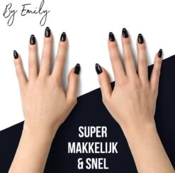 By Emily - Nagel Wrap - Classy Black | 16 Stickers | Nail Wrap | Nail Art | Trendy | Design | Nagellakvrij | Eenvoudig | Nagel Wrap | Nagel Stickers | Folie | Zelfklevend | Sjablonen -Maquillage Cosmetics 1200x1180 38