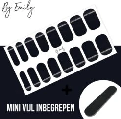 By Emily - Nagel Wrap - Classy Black | 16 Stickers | Nail Wrap | Nail Art | Trendy | Design | Nagellakvrij | Eenvoudig | Nagel Wrap | Nagel Stickers | Folie | Zelfklevend | Sjablonen -Maquillage Cosmetics 1200x1180 39