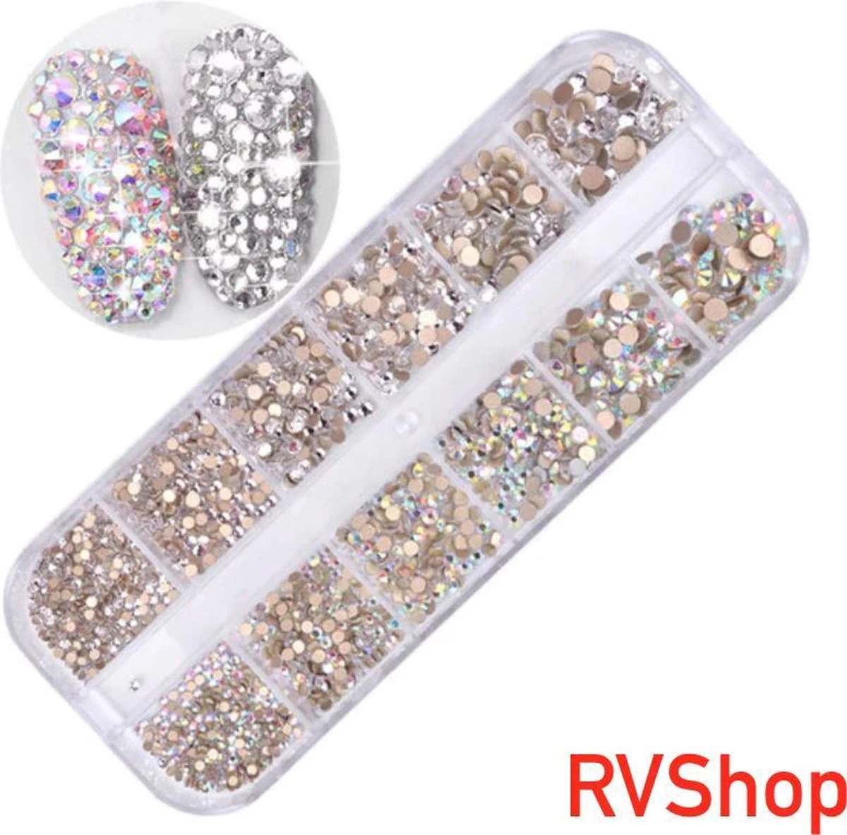Nagel Decoratie Set - 12 Vormen - 3D - Bling Bling - Zilver - Parelmoer - Diamant 3 Nagel Decoratie Set - 12 Vormen - 3D - Bling Bling - Zilver - Parelmoer - Diamant