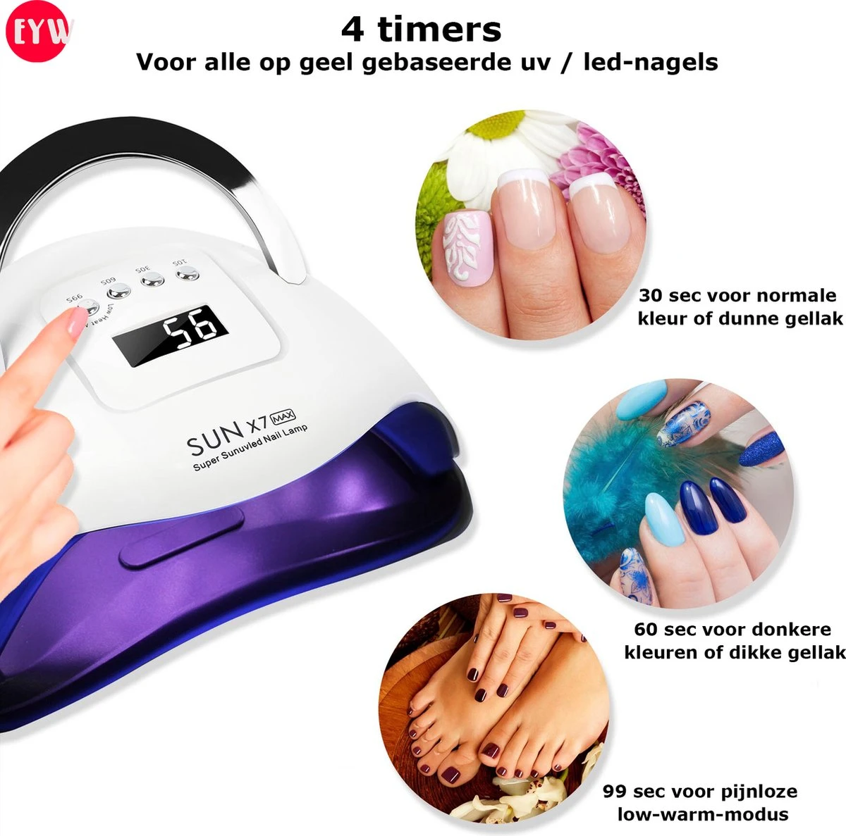 Nageldroger - Nageldrogers - 80 Watt UV LED Lamp Nagels - 45 Leds - Nagellak Droger - UV LED Lamp - Nagellamp - Nail Dryer - Nageldroger Voor Gel Nagellak - Gewone Nagellak - Wit 6 Nageldroger - Nageldrogers - 80 Watt UV LED Lamp Nagels - 45 Leds - Nagellak Droger - UV LED Lamp - Nagellamp - Nail Dryer - Nageldroger Voor Gel Nagellak - Gewone Nagellak - Wit – Image 4