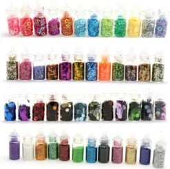48 Potjes Glitter / Decoratie Voor Nail Art / Knutselen - Sparkolia Glitters Nagel Decoratie Set- 3D Nail Art Voor Gellak, Acryl Of Nagellak - Glitter, Poeder, Holografisch, Vlokken, Pailletten, Shimmer, Rhinestone - Verschillende Kleuren -Maquillage Cosmetics 1200x1189 33