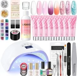 Polygel- Polygel Kit- Polygel Nagels- Polygel Starter Set - RH0594： Thin Nail File 1 Grey Nail File 1 48W White Nail Dryer Helmet Lamp 220V 1 Curved Tweezers 1 Glass Cup 1 Cuticle Fork 1 Cuticle Pusher 1 Nail Cutter 1 Dual End Nail Brush 1 8G Nail Gl -Maquillage Cosmetics 1200x1191 24