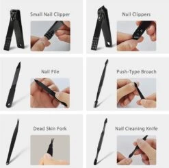 Nagelknipper Set - Pedicureset - 15 Delige - Roestvrij Staal - Met Draagkoffer - Geel Zwart -Maquillage Cosmetics 1200x1192 38