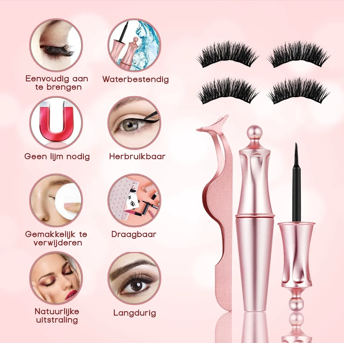 Merkloos La Liva Magnetische Wimpers - Inclusief Eyeliner En Wimper Pincet - 5 Magneetjes - Wimperextentions - Wimperlifting Set - Lash Lift 5 Merkloos La Liva Magnetische Wimpers - Inclusief Eyeliner En Wimper Pincet - 5 Magneetjes - Wimperextentions - Wimperlifting Set - Lash Lift – Image 3